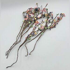 Artificial Easter Egg Stem Spring Berry Picks Glitter Balls 14" Lot of 7